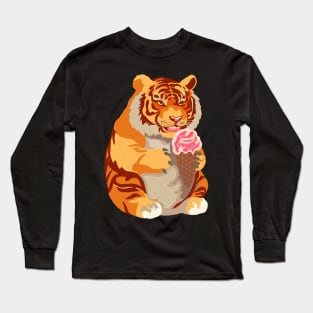 Chubby Tigers Love Parties and Icecream Long Sleeve T-Shirt